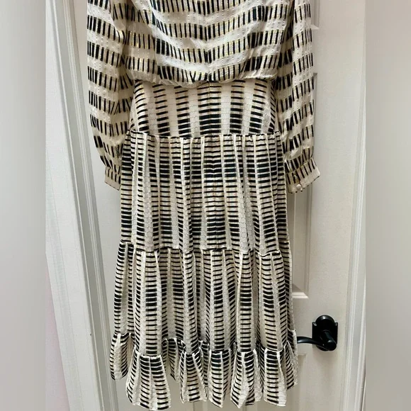 $1023 New Saloni ISABEL B TIERED FIL COUPÉ SILK-BLEND GEORGETTE MAXI DRESS - Picture 9 of 11